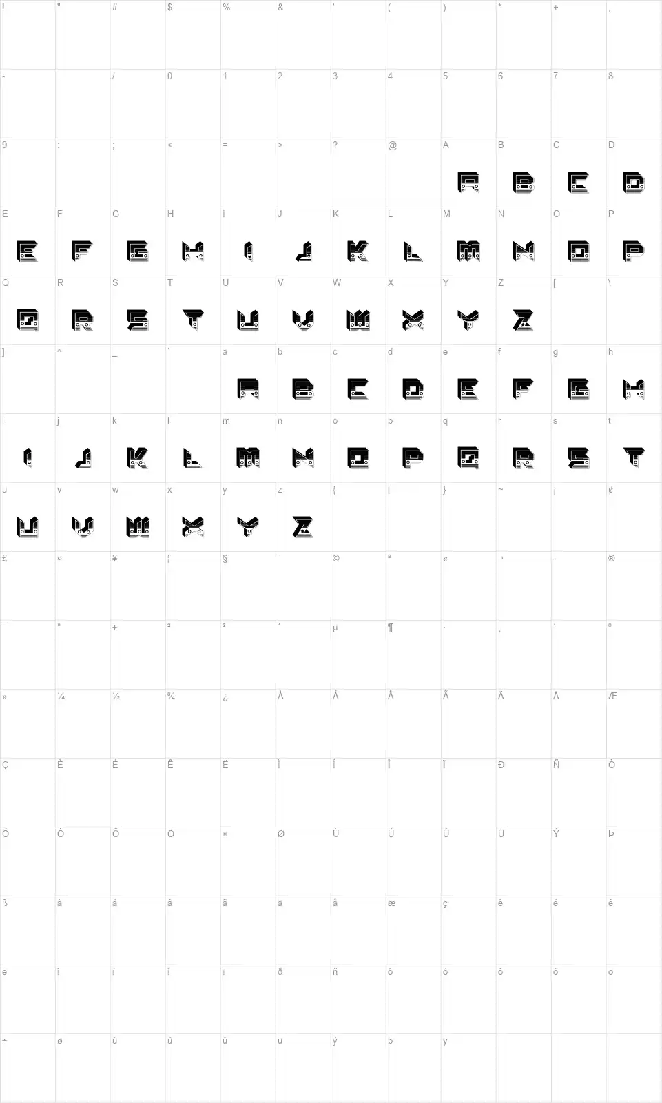Lobbyfont character map