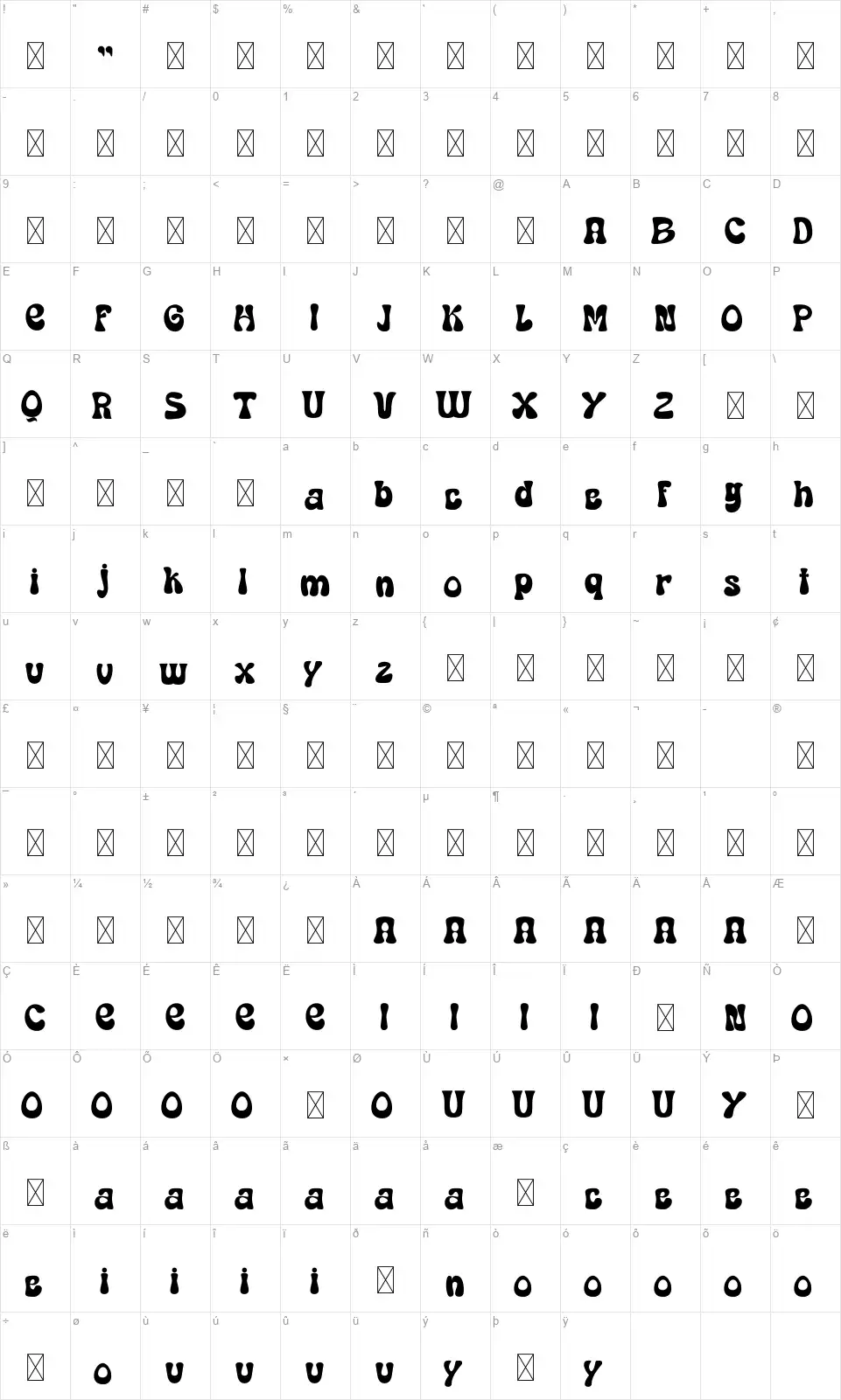 Lumida Карта Lumidafont character map