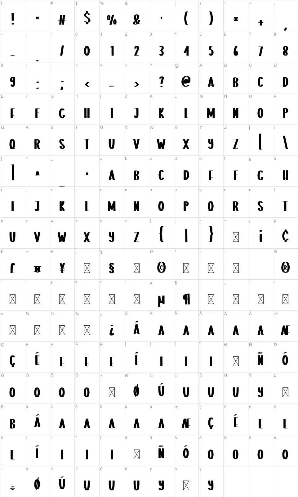 Luxury Housefont character map