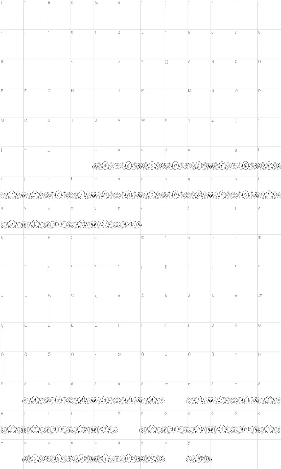 Luxury Monogramfont character map