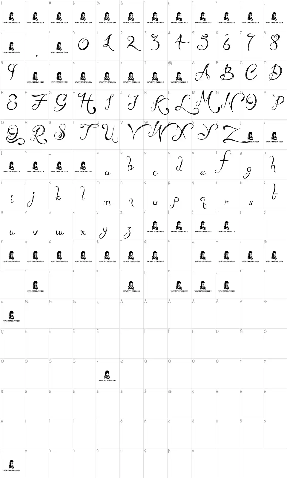 Mad Beeffont character map