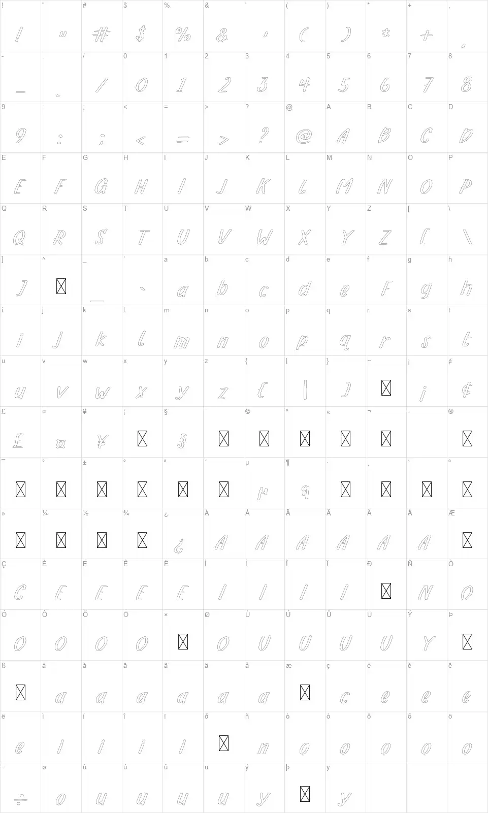 Mexico Housefont character map