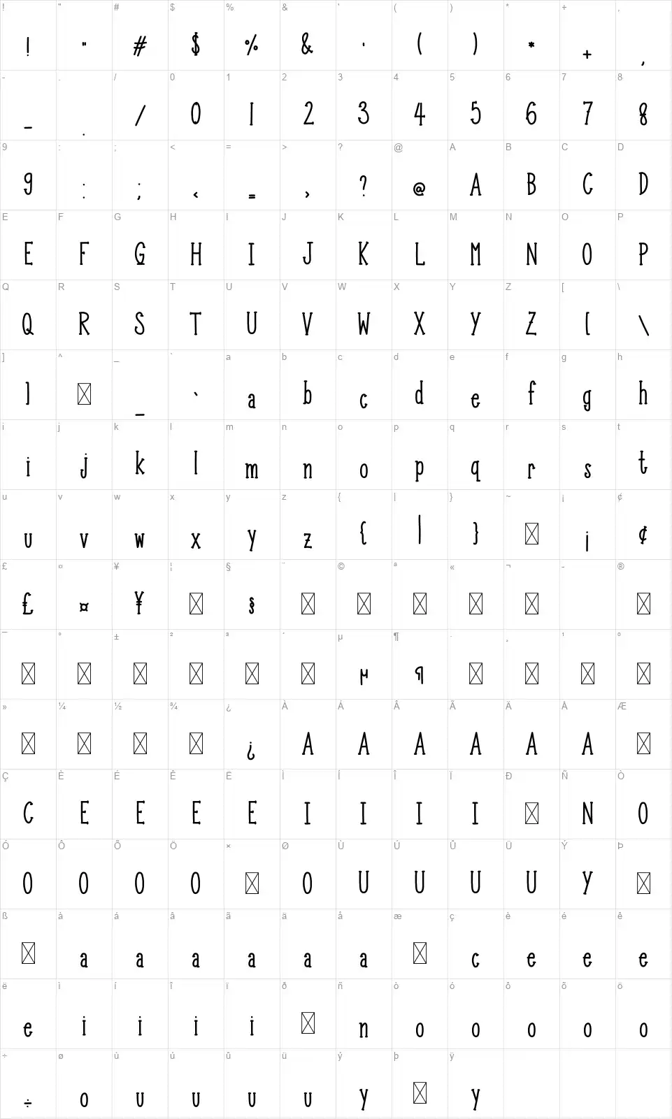 Month Flowerfont character map