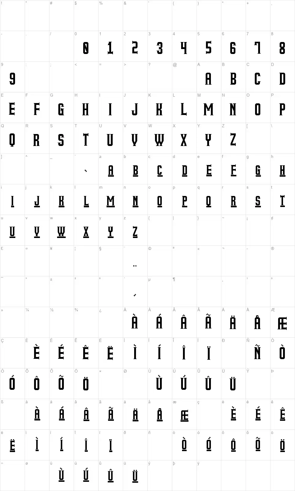 My Older Life Stfont character map