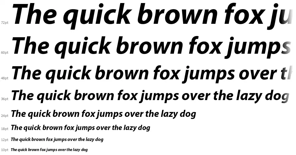 Myriad Pro Bold Italicfont waterfall