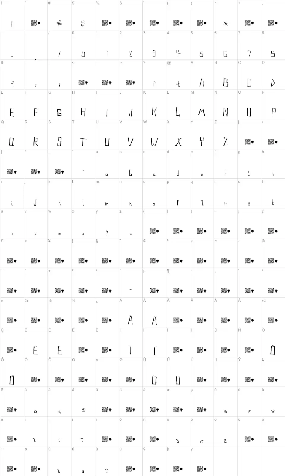 Natural Productsfont character map