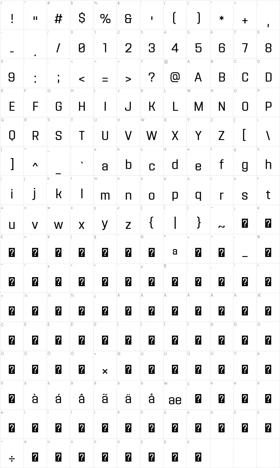Navinefont character map
