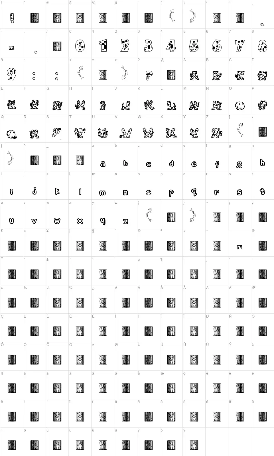Neko! Neko!font character map