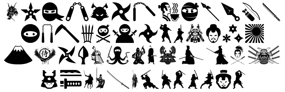 Ninja and Samuraifont specimens