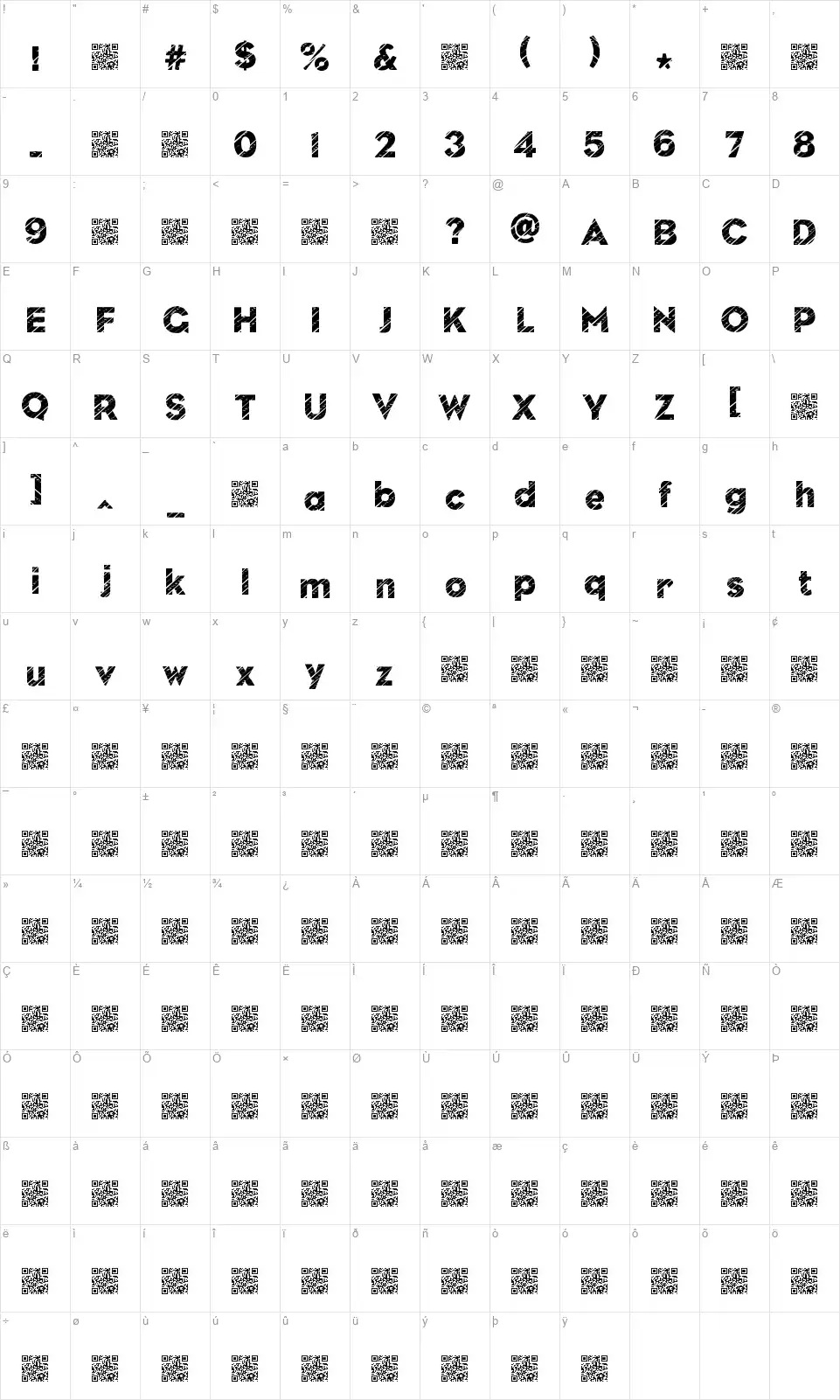 Nuevo Discofont character map