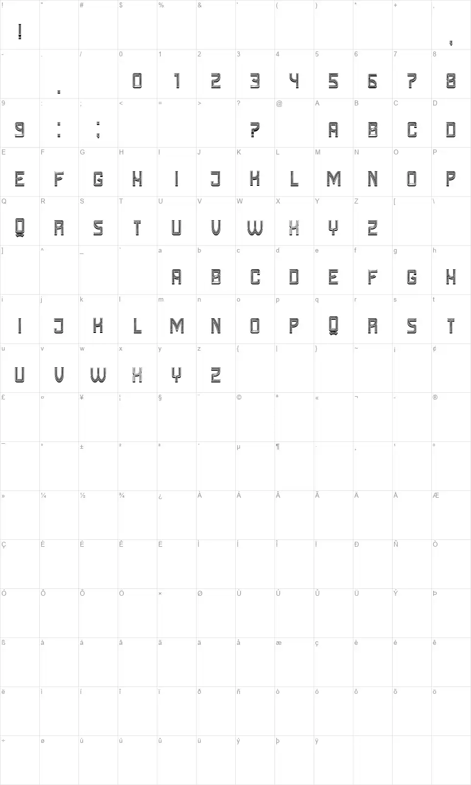 Oktoberfest 1980font character map