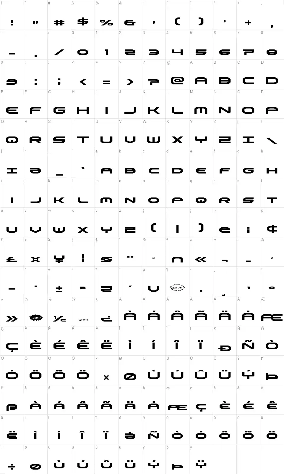 Omni Boyfont character map