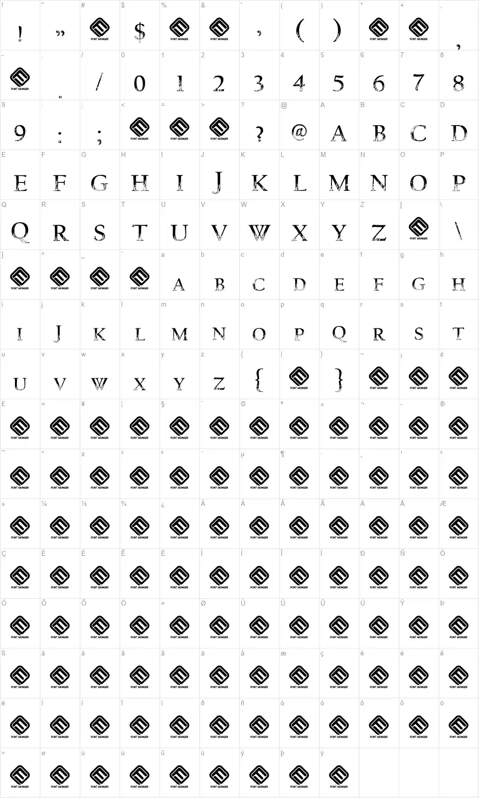 One more Dayfont character map