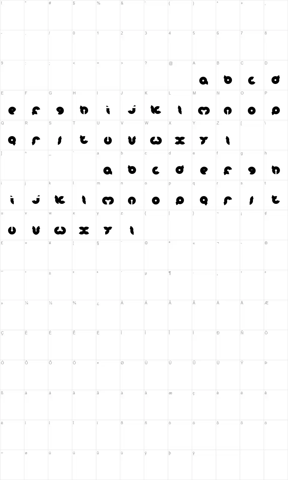 Onion Ringsfont character map