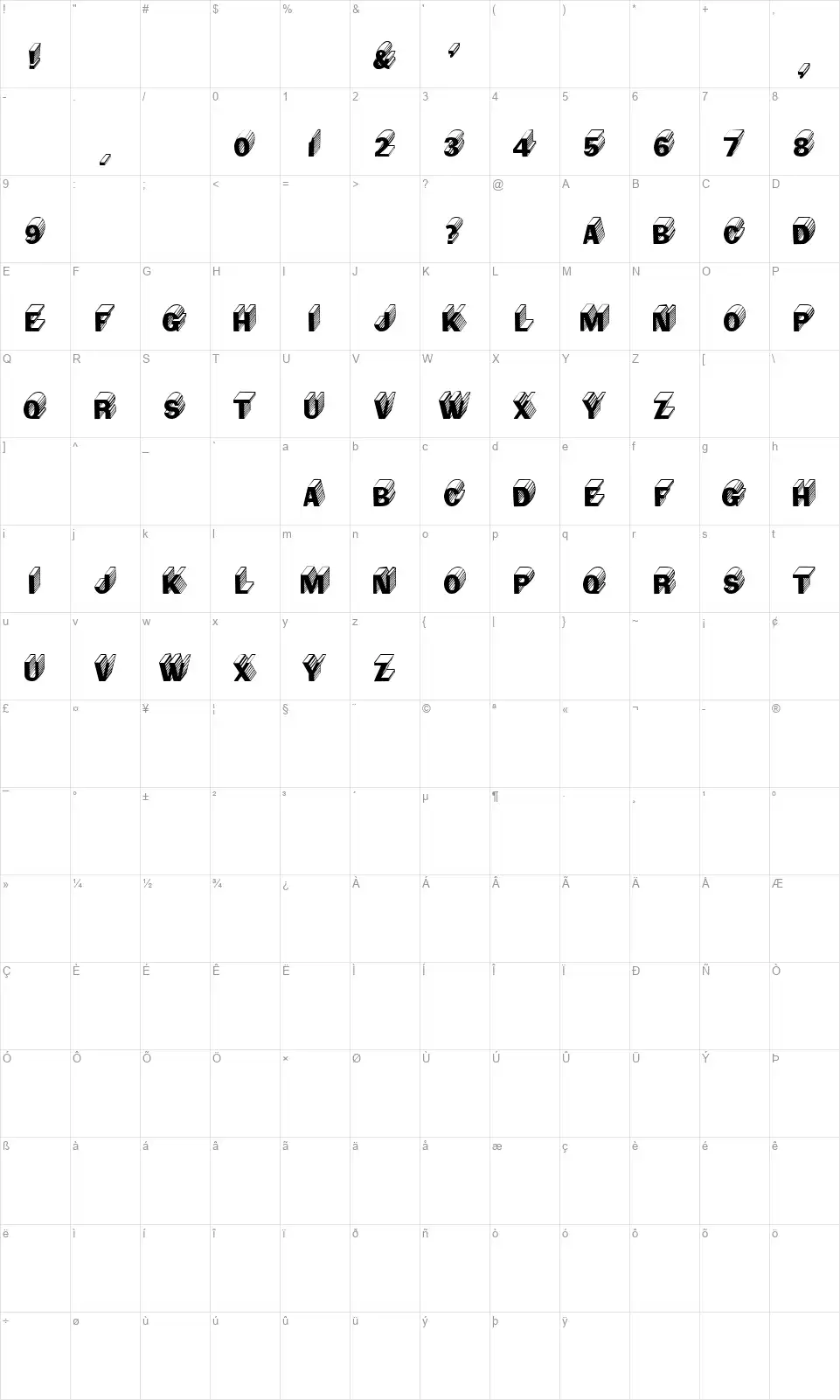 Ornamented, No. 1088font character map