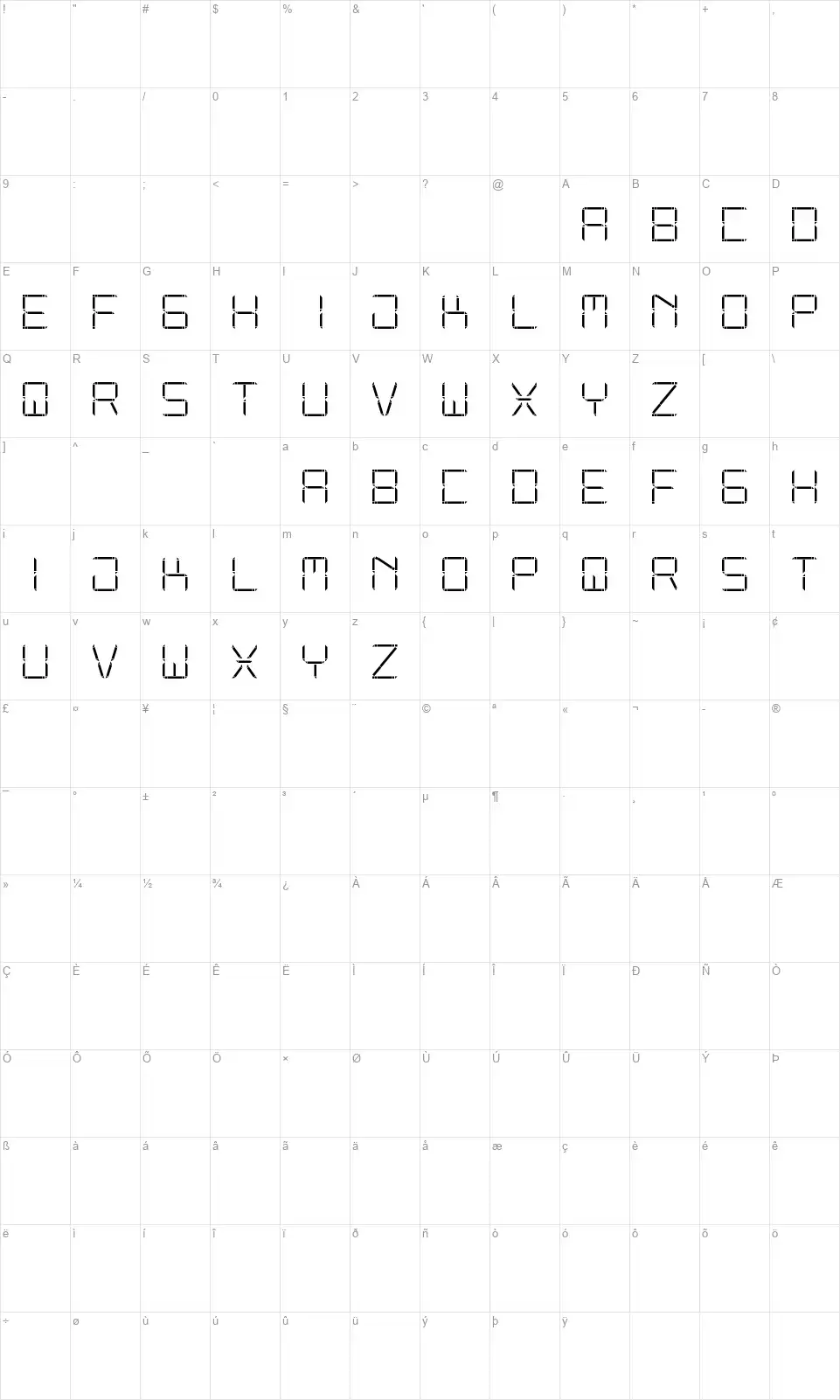 Other Display STfont character map