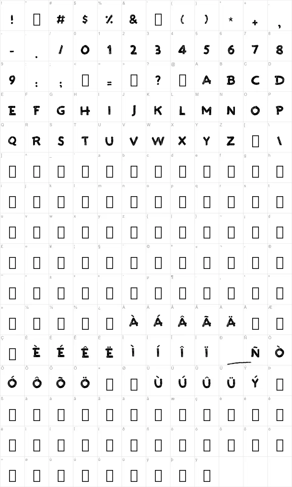Paint the townfont character map