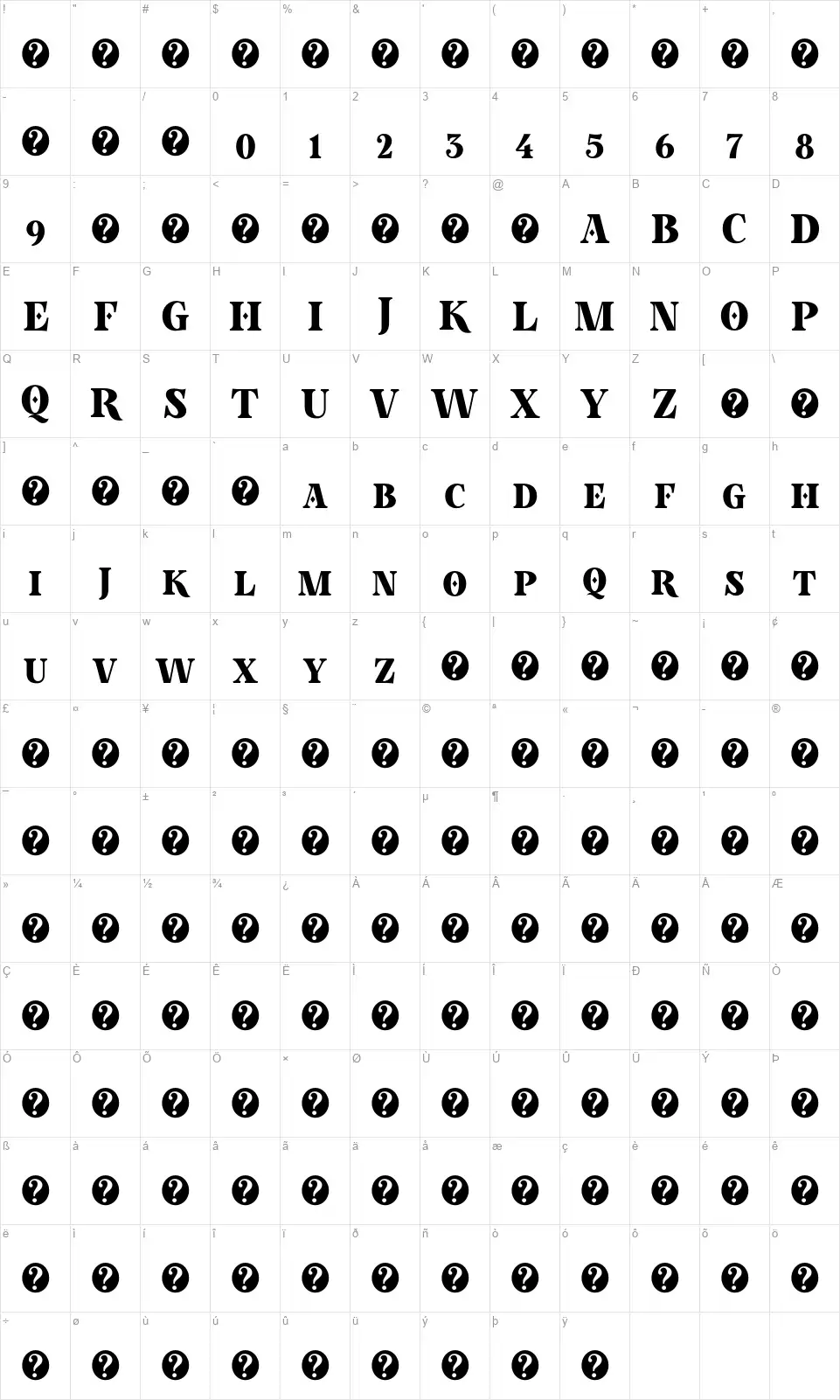 Poker In Octoberfont character map