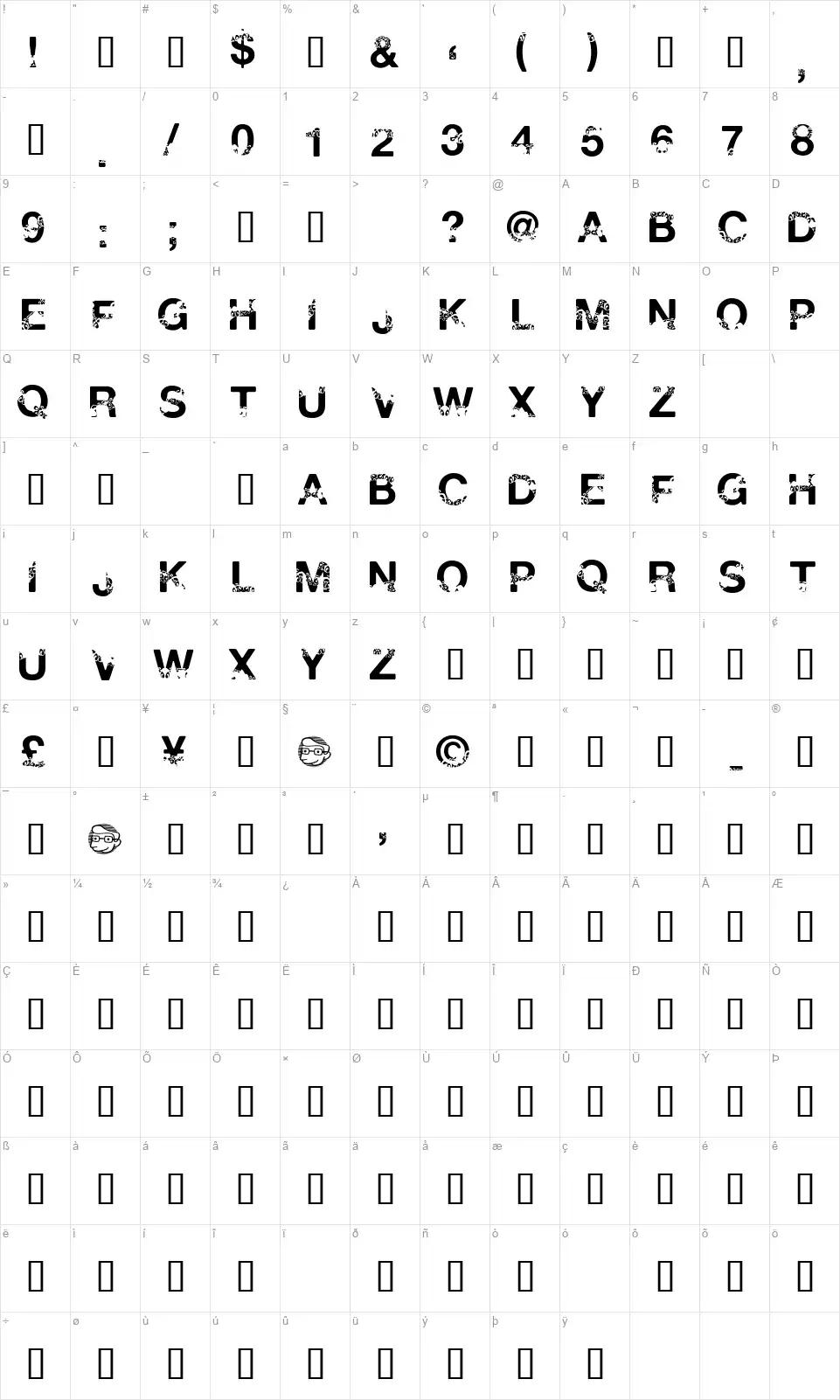 Polar Shiftfont character map