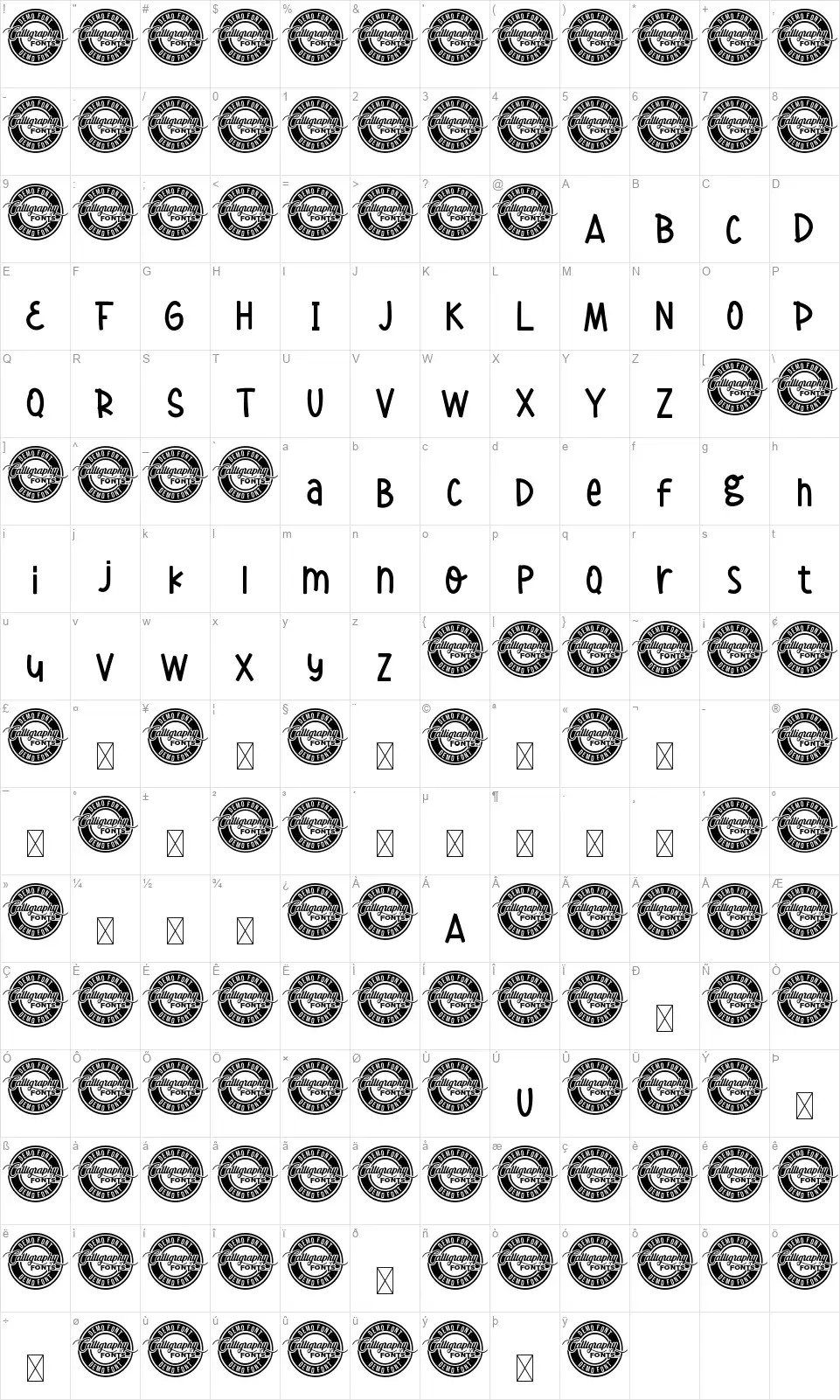 Power Goodfont character map