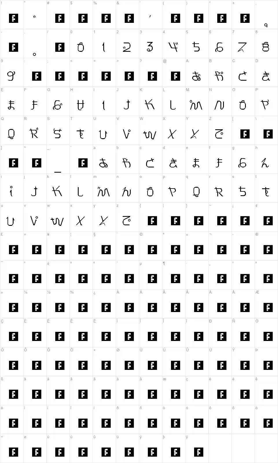 Pray for Japanfont character map