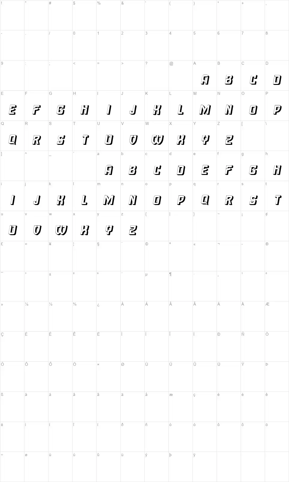 Public Housefont character map