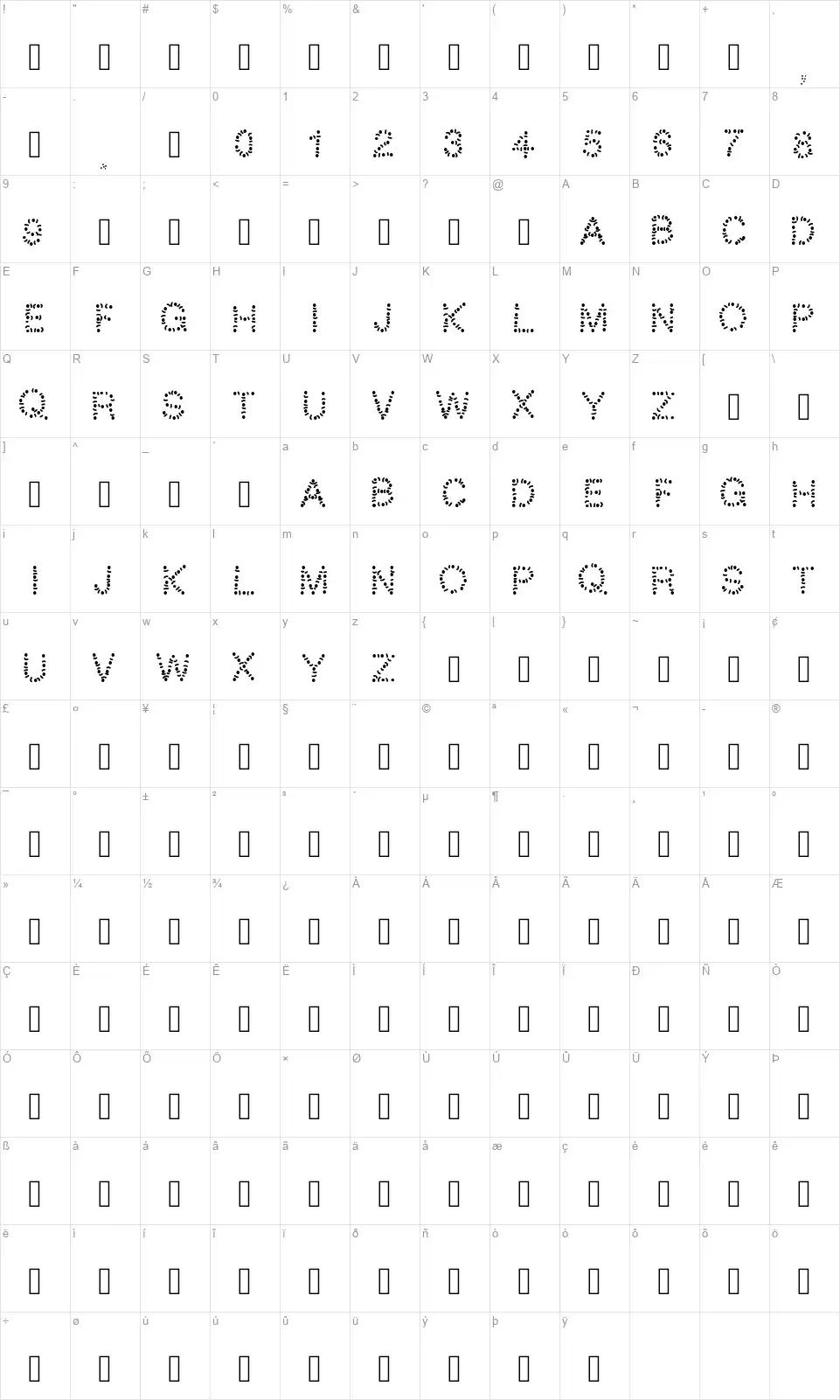 PW Tribefont character map