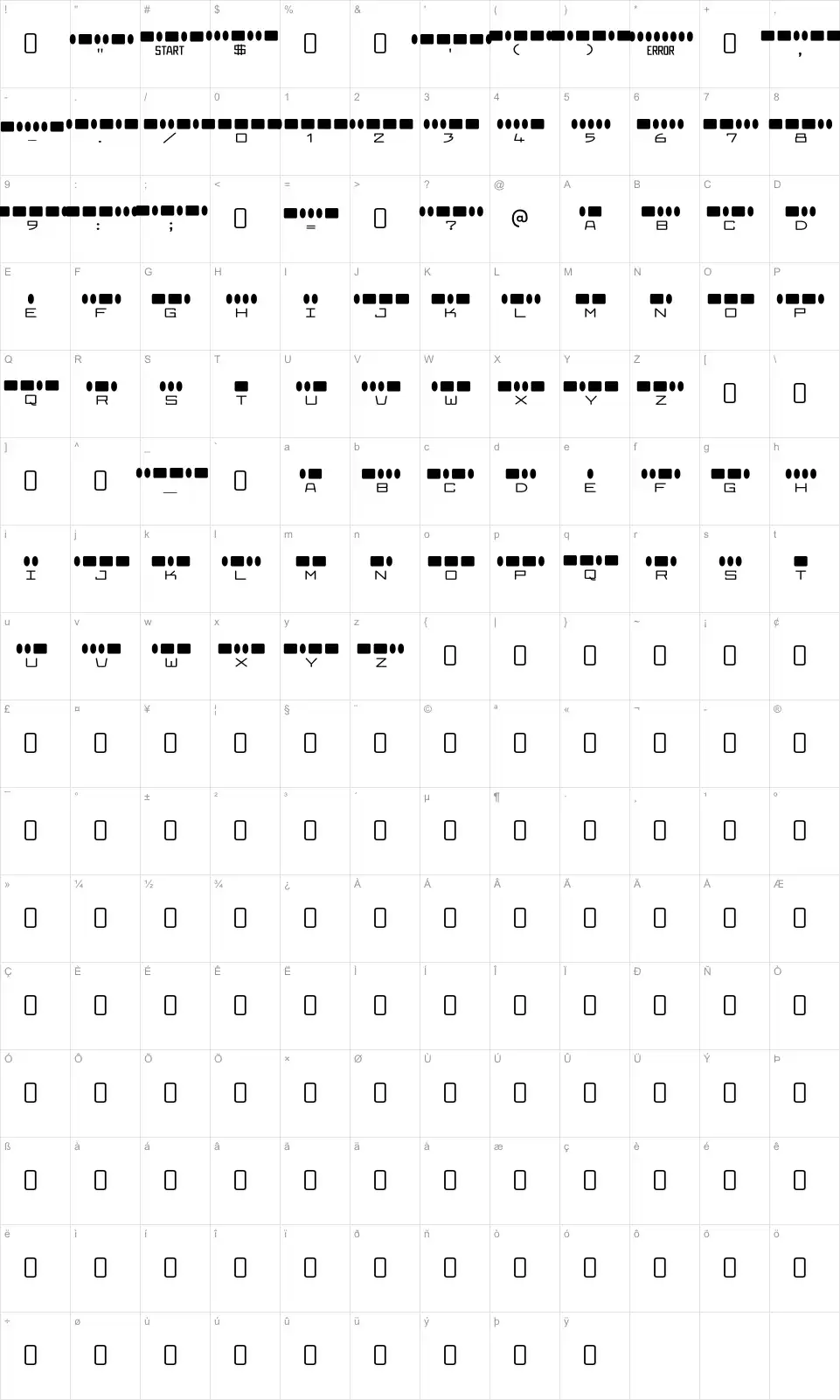 Radios in Motion Карта Radios in Motionfont character map
