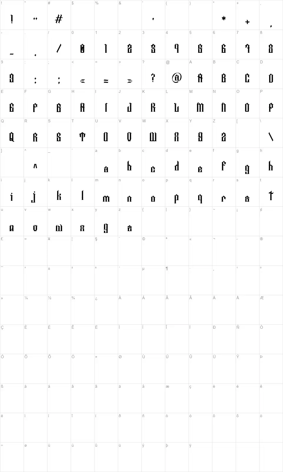 Red Royalefont character map