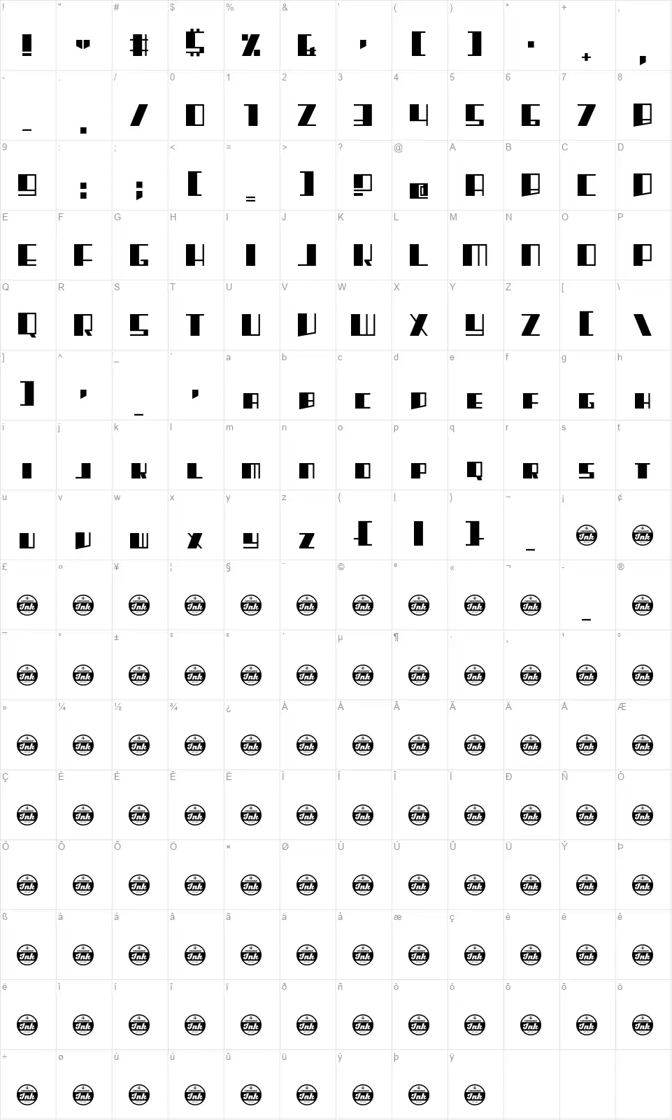 Rhapsodiesfont character map