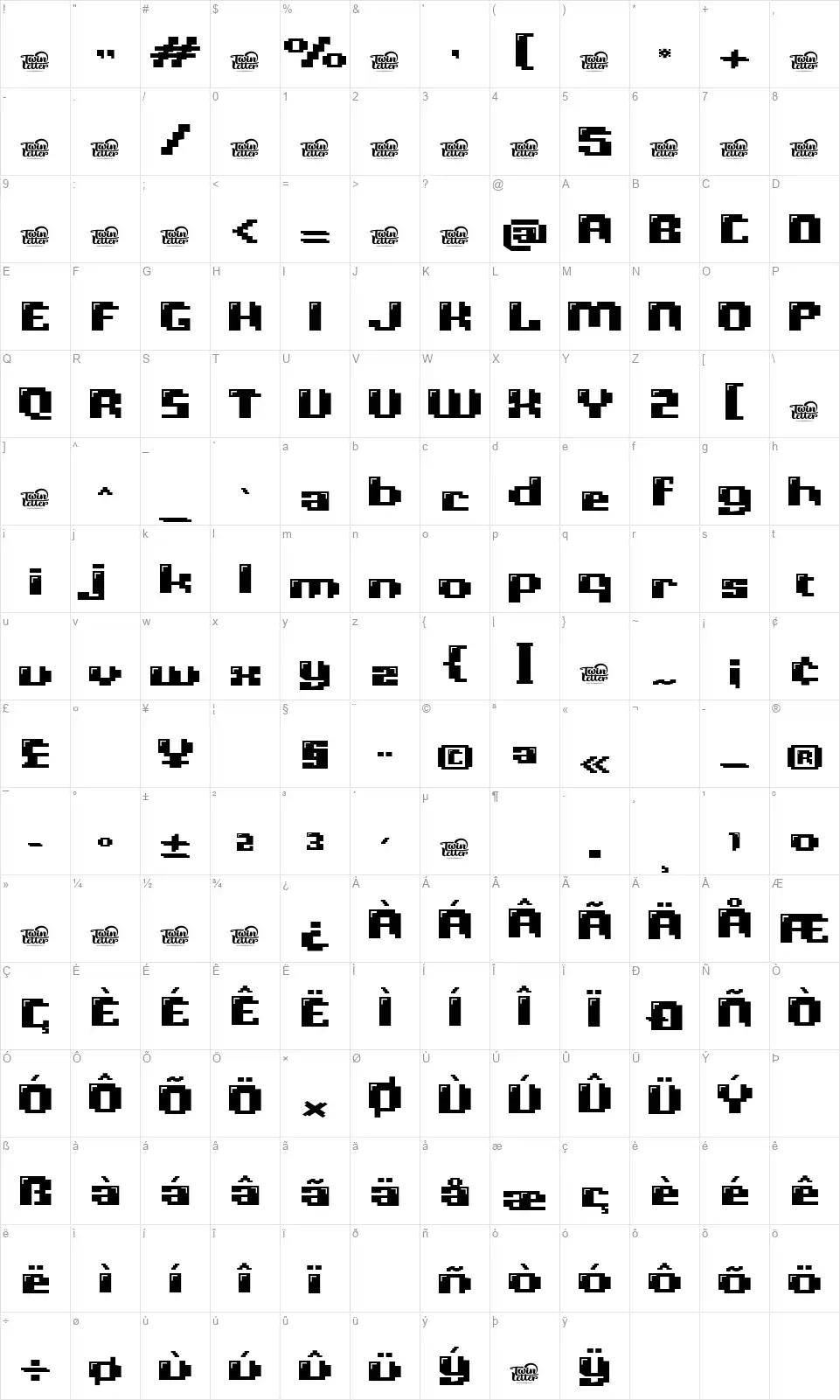 Rocabefont character map