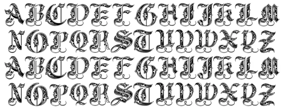 Royal Initialenfont specimens