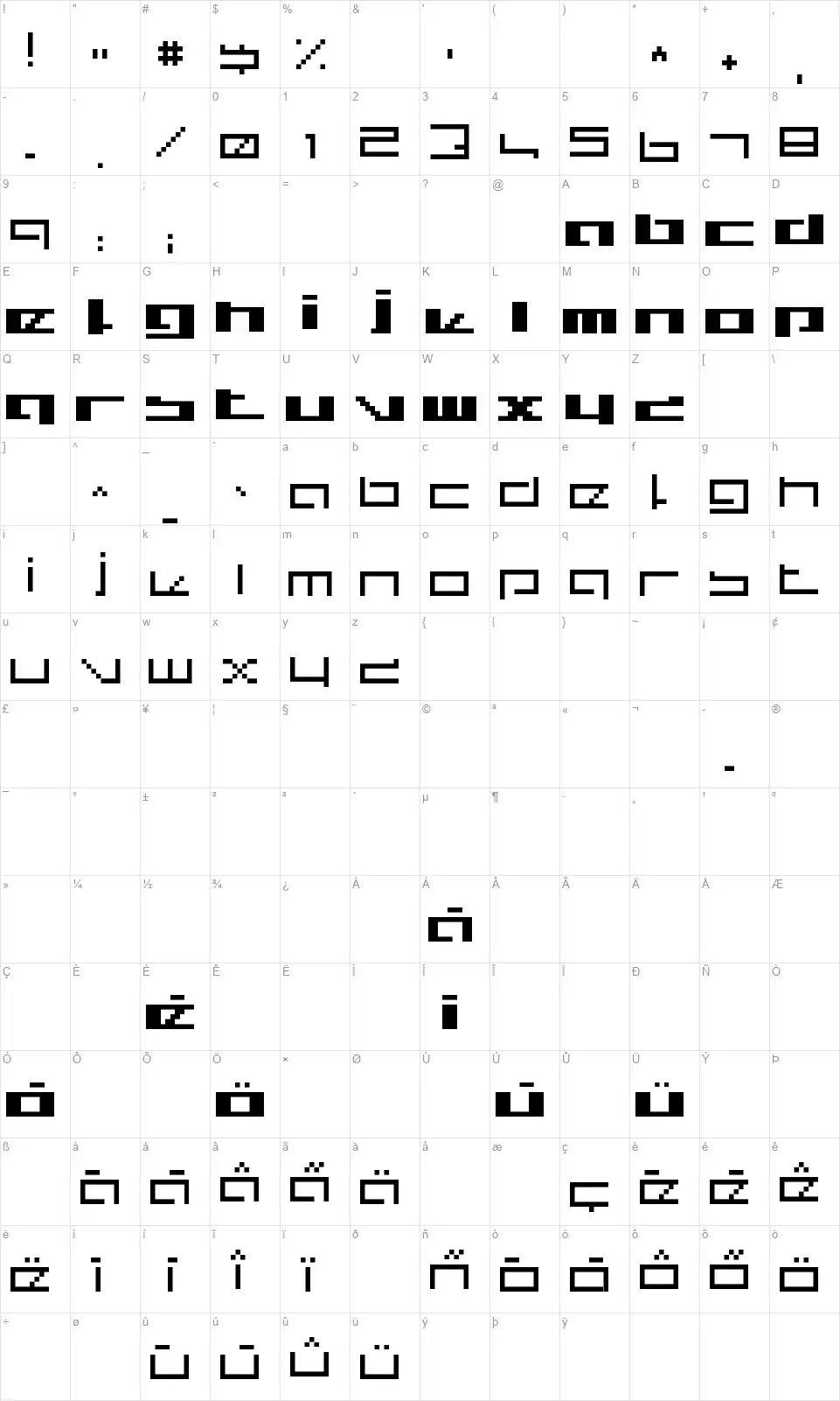 Royal Simplicityfont character map