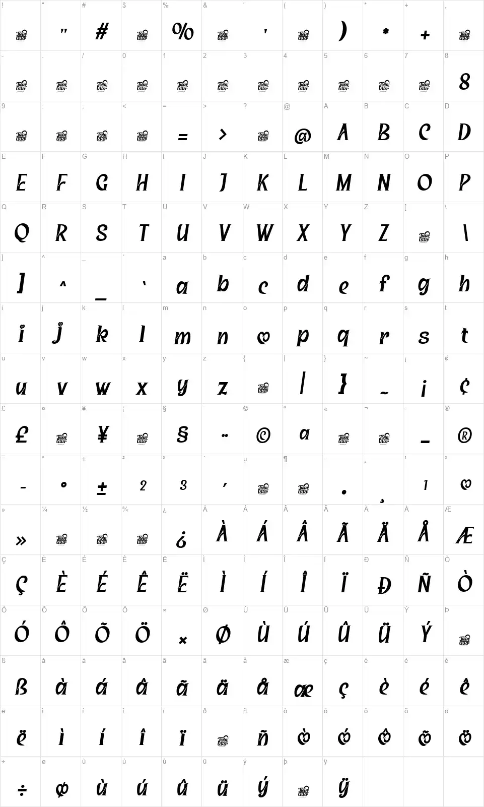 Saigrenfont character map