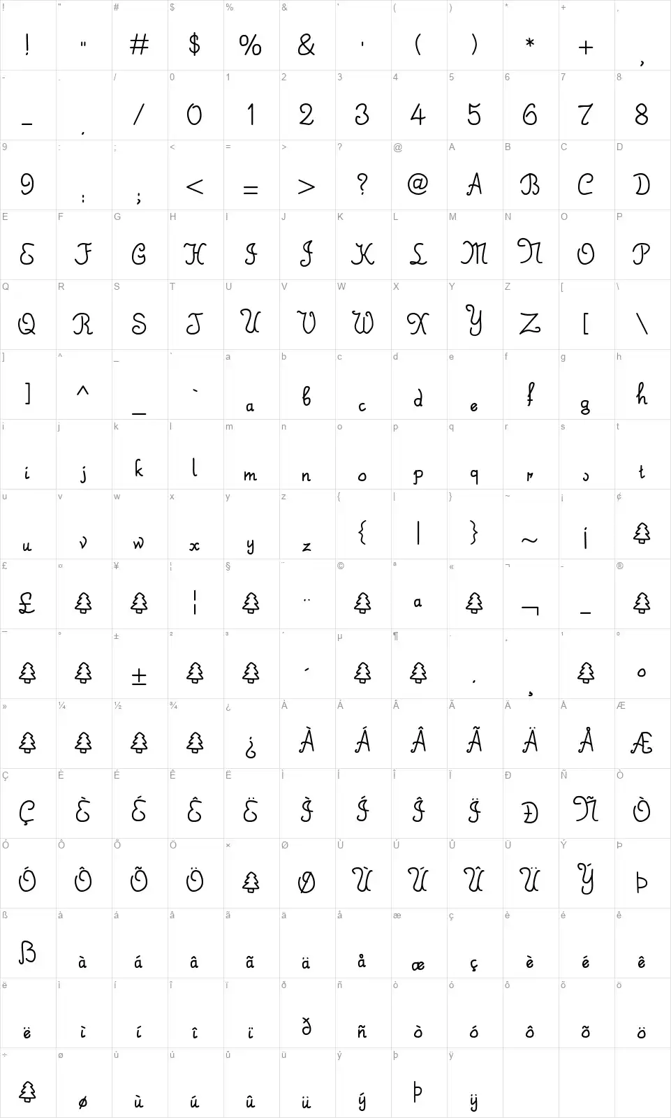 Saint Knick Knackfont character map