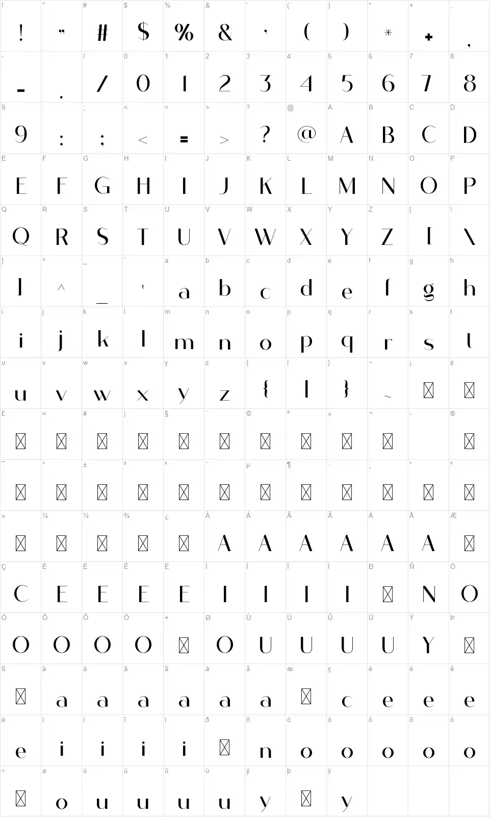 Salciofont character map