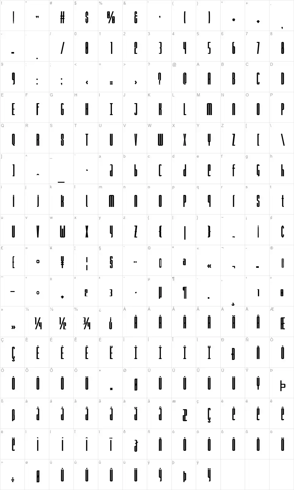 Sale Makerfont character map