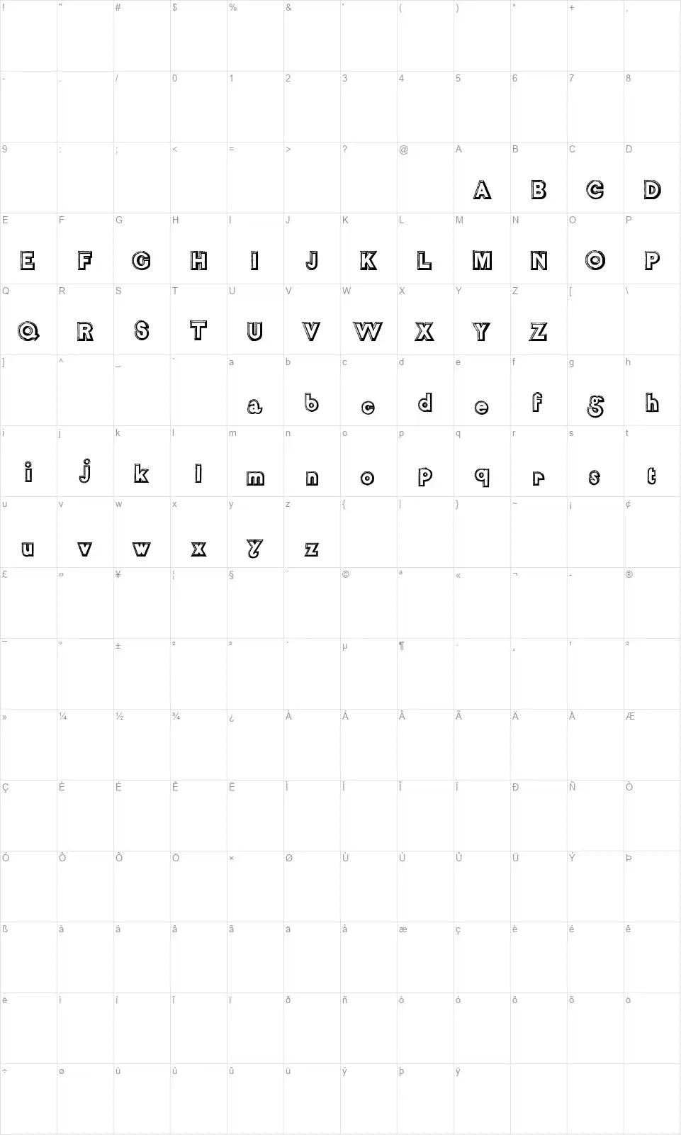 Salon de Coiffurefont character map