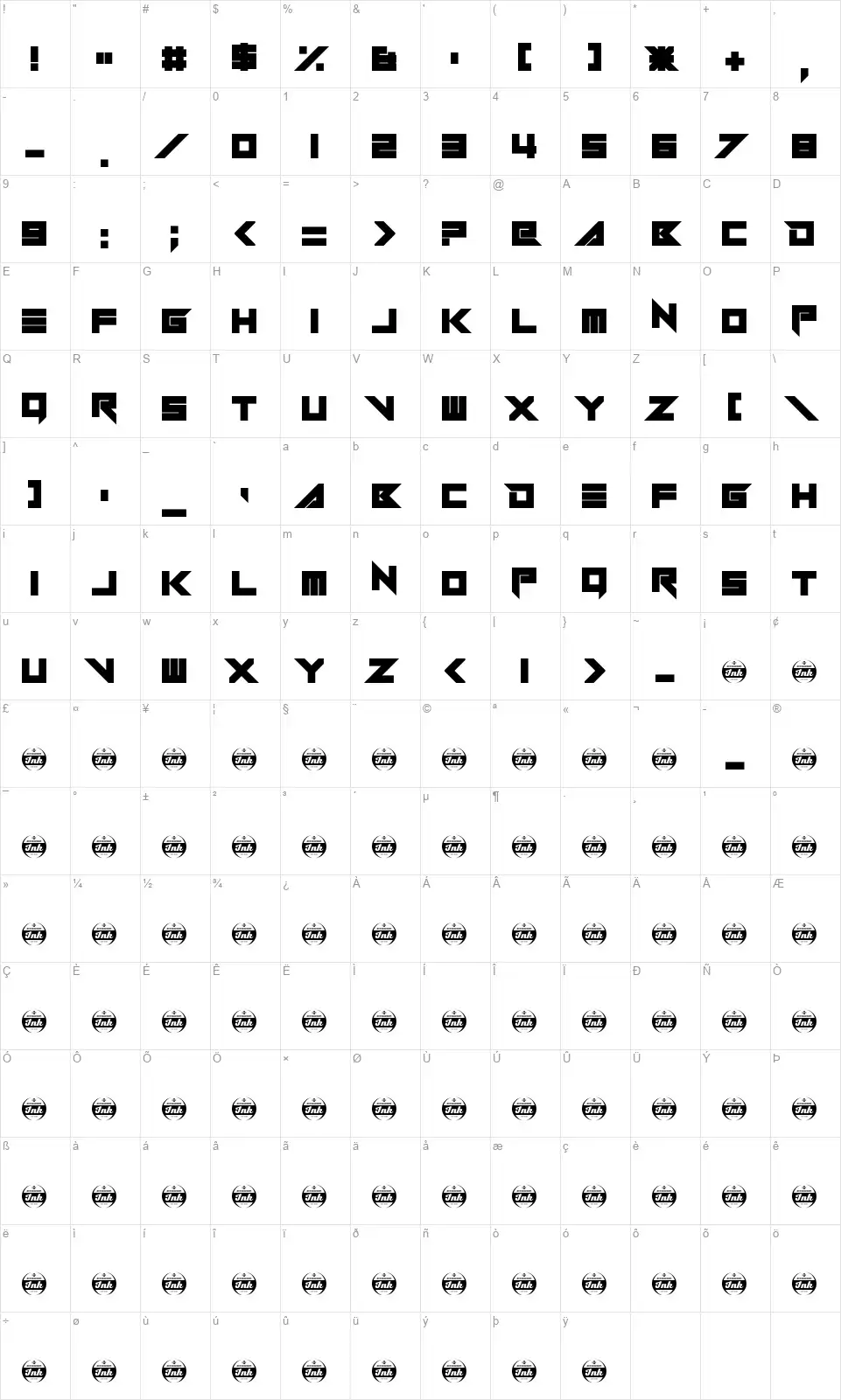 Serpentirefont character map