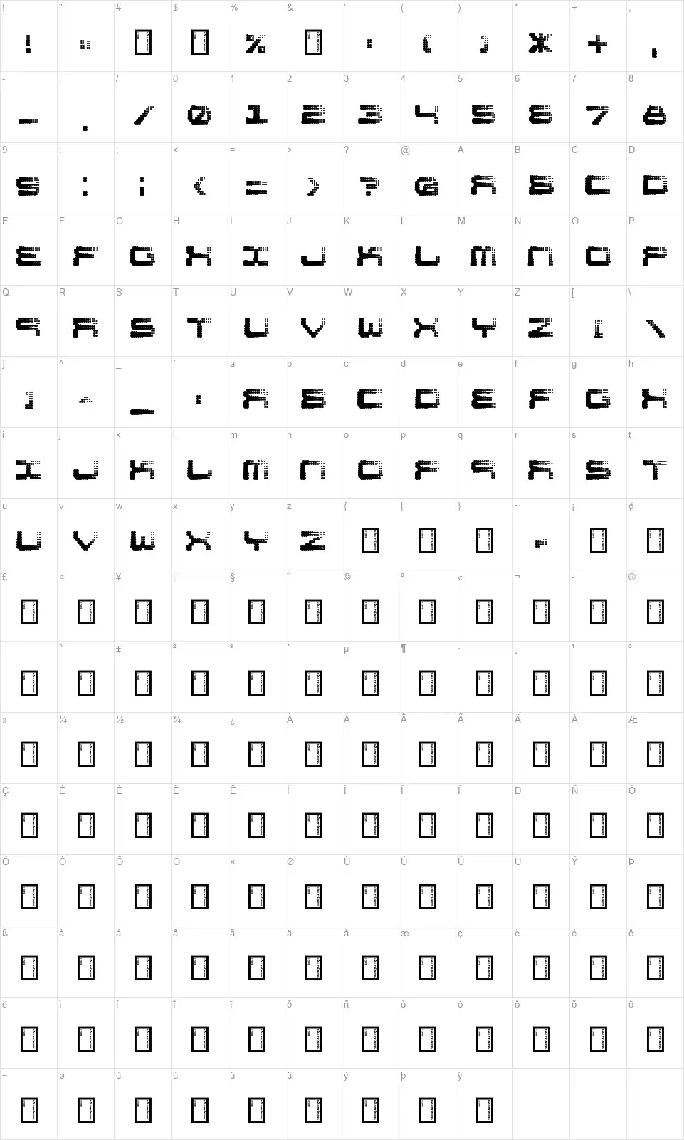 Shiftfont character map