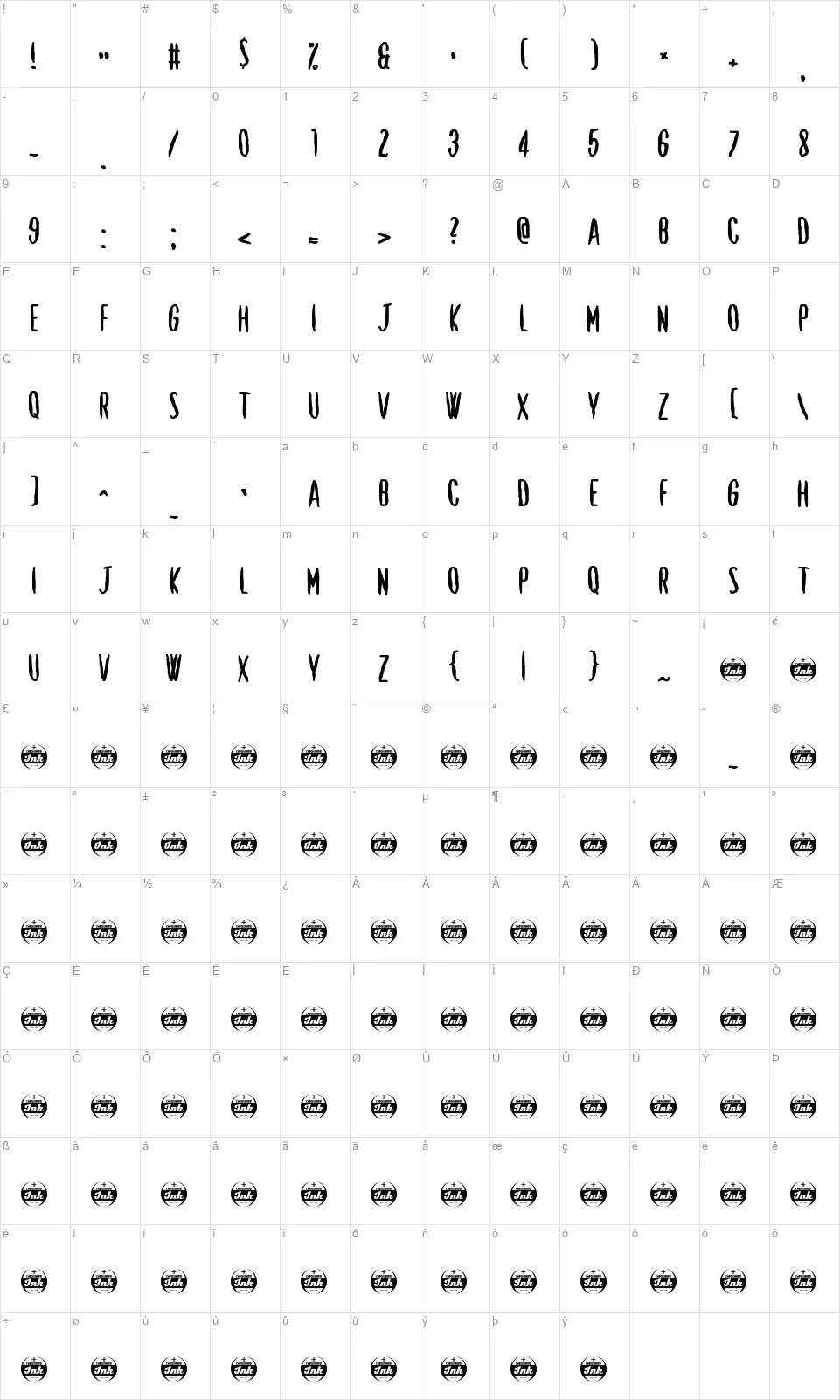 Shut Up and Love Mefont character map