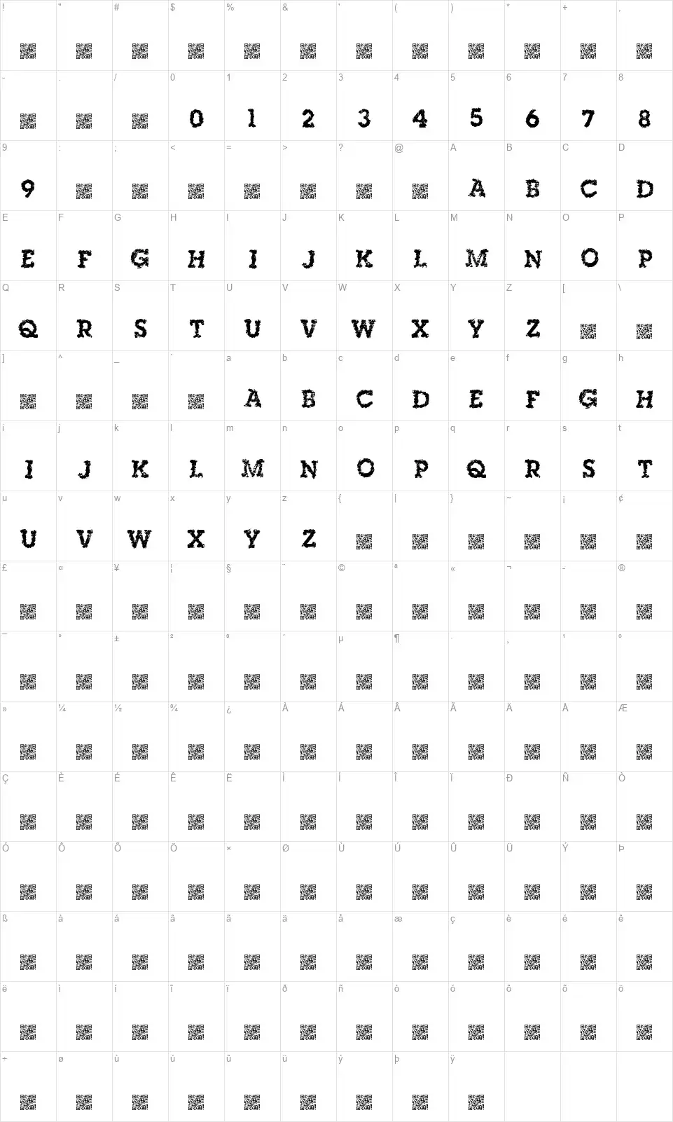 Single Originfont character map