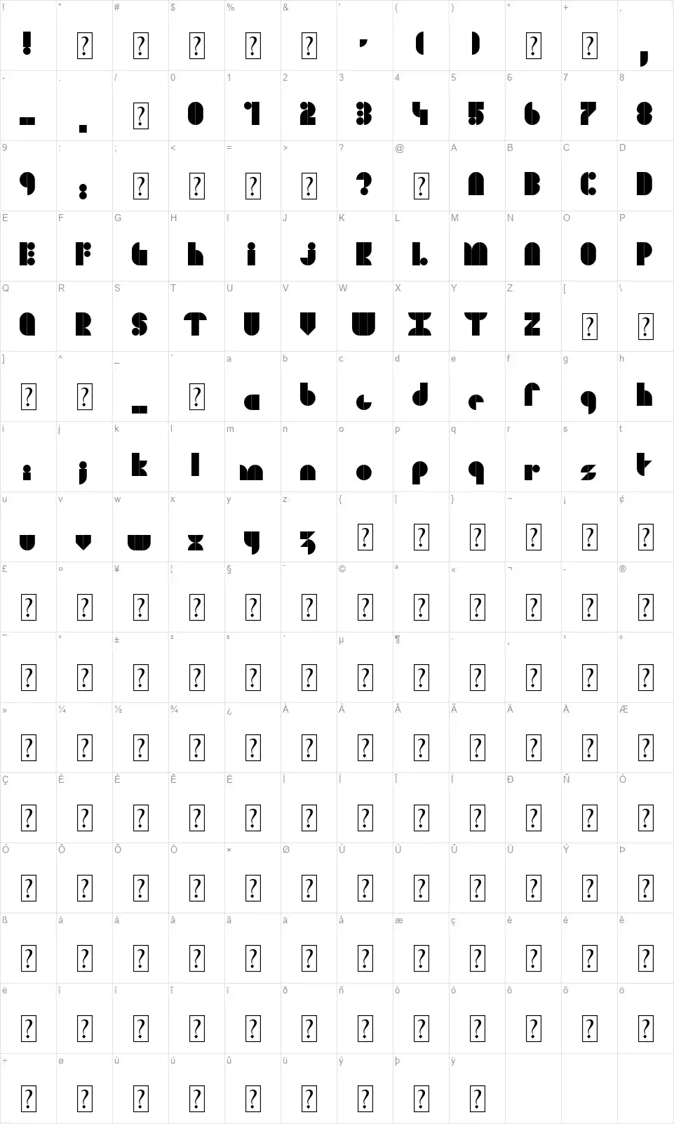 Soul Festivalfont character map