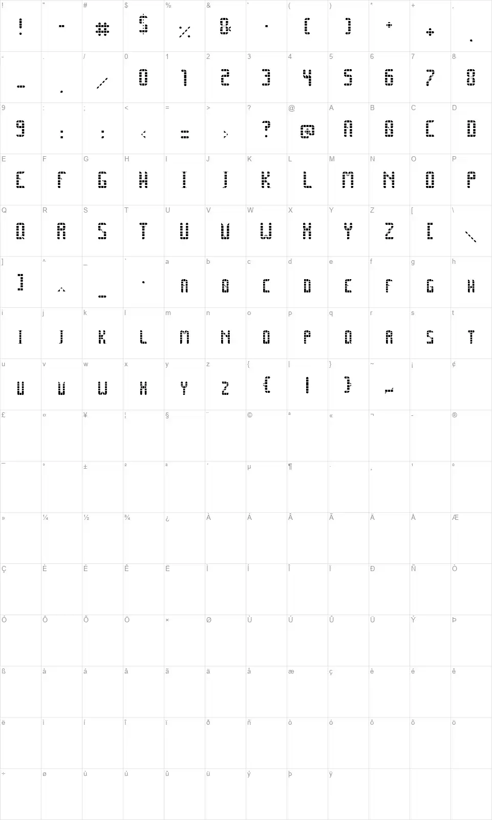 Space Pezfont character map