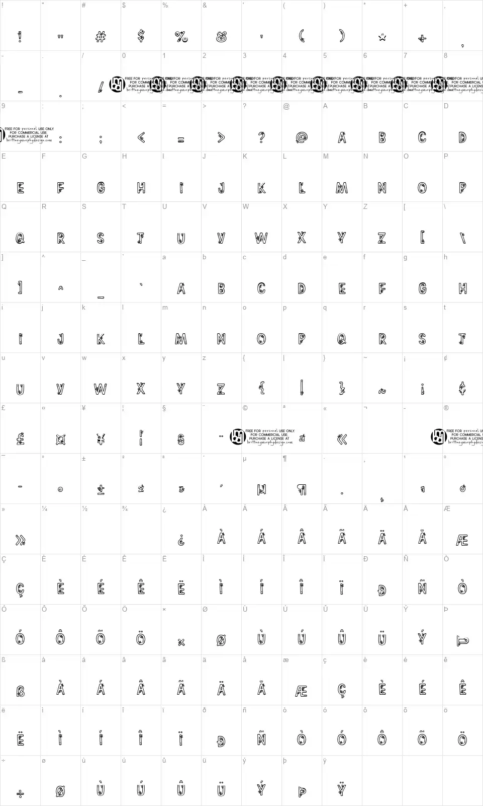 Springtime Flowersfont character map