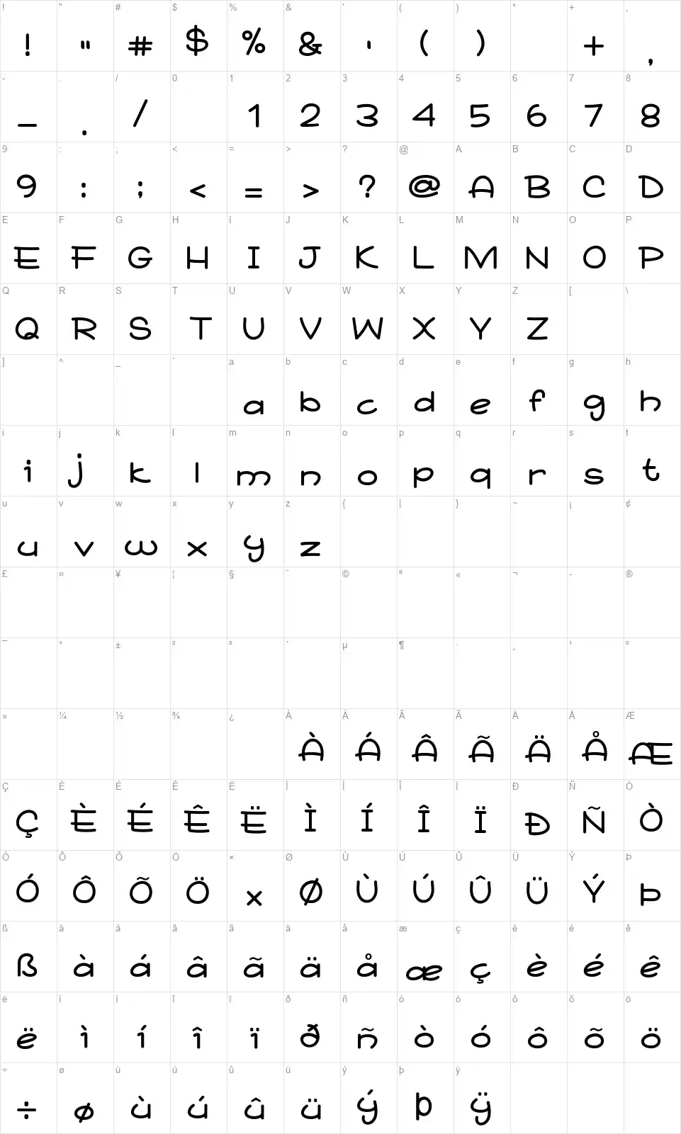 Star Jazzfont character map