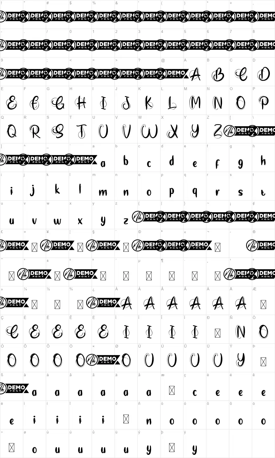 Start Nowfont character map