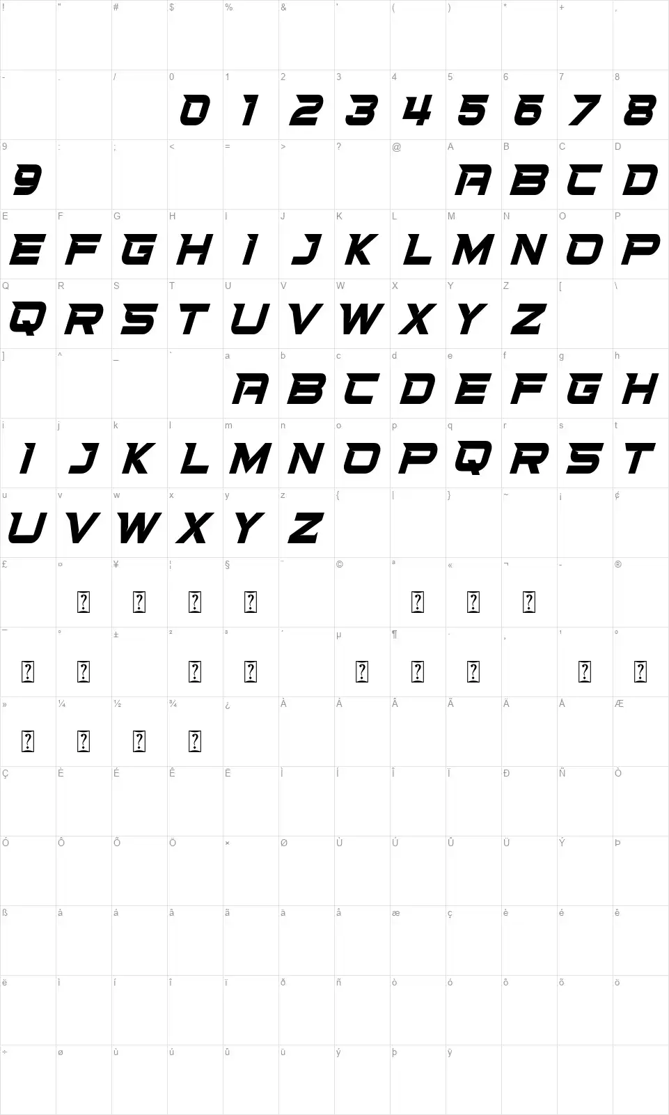 Station Of Racefont character map