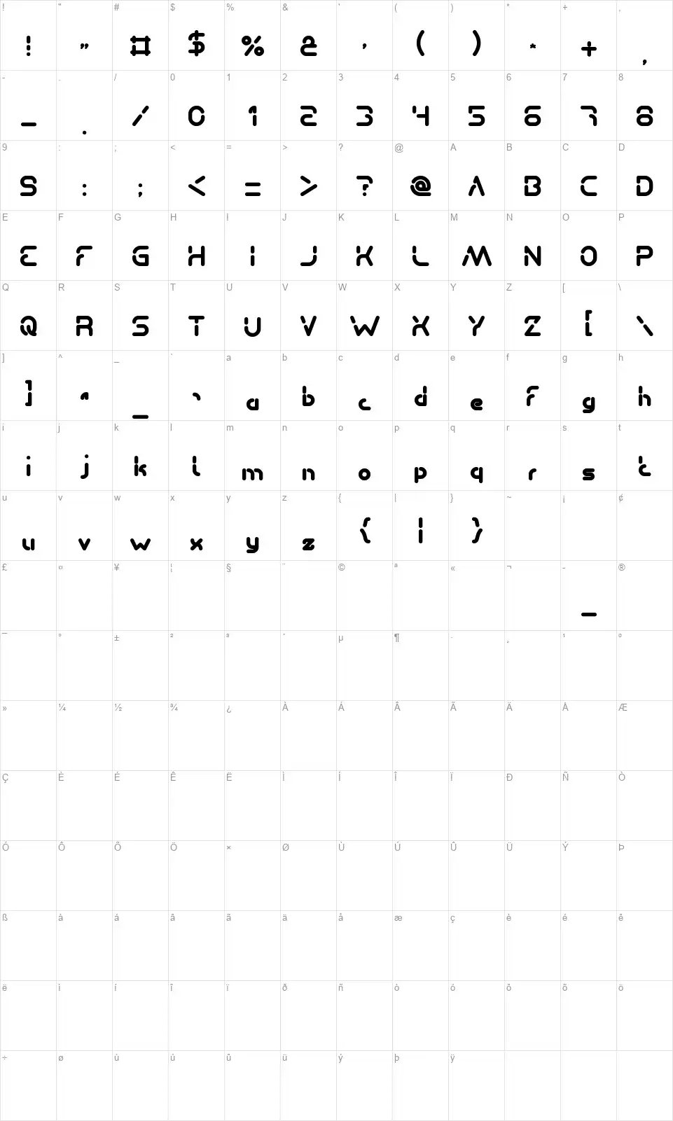 Stay Kind and Repeatfont character map