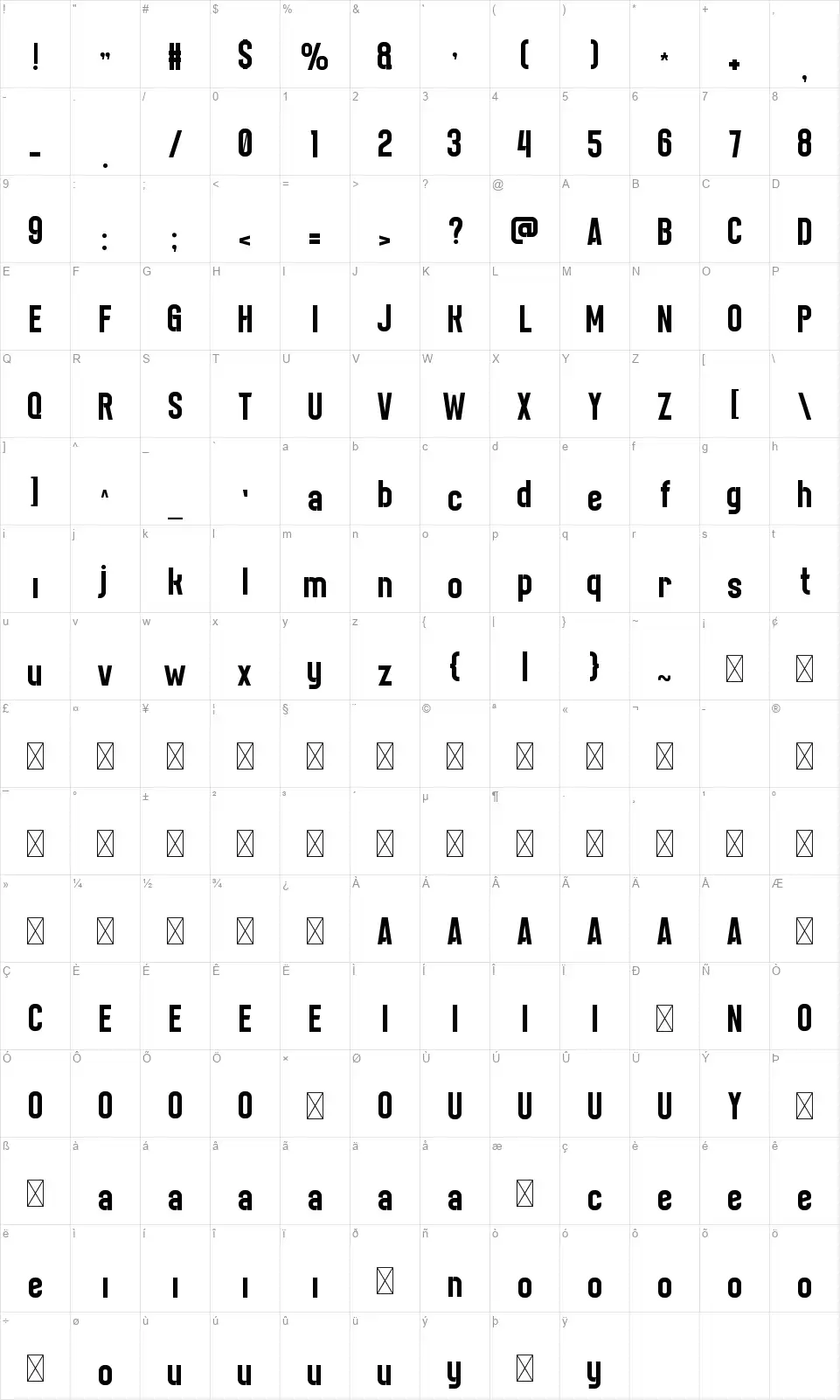STOICfont character map